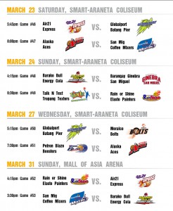 PBA Schedules March 23-31